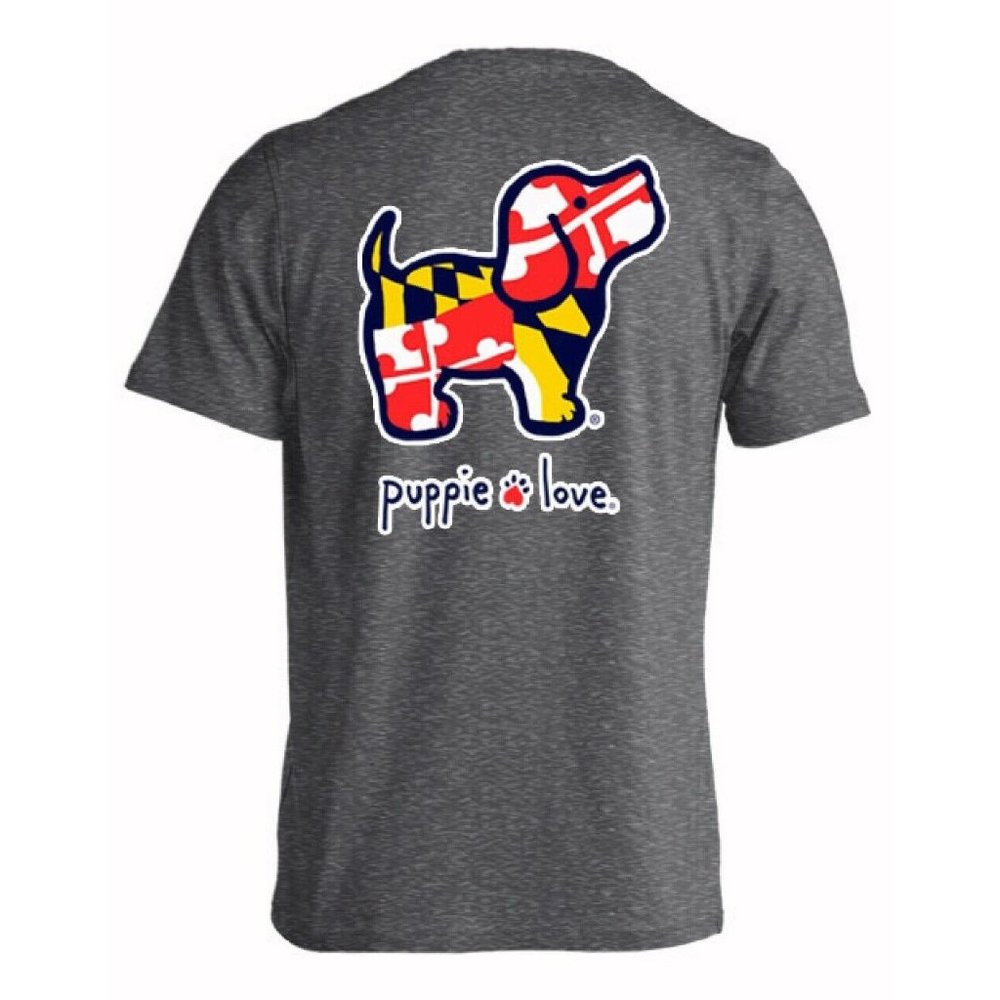 Puppie Love Dog Maryland Pup Heather Short Sleeve T-Shirt - NEW Fast Ship